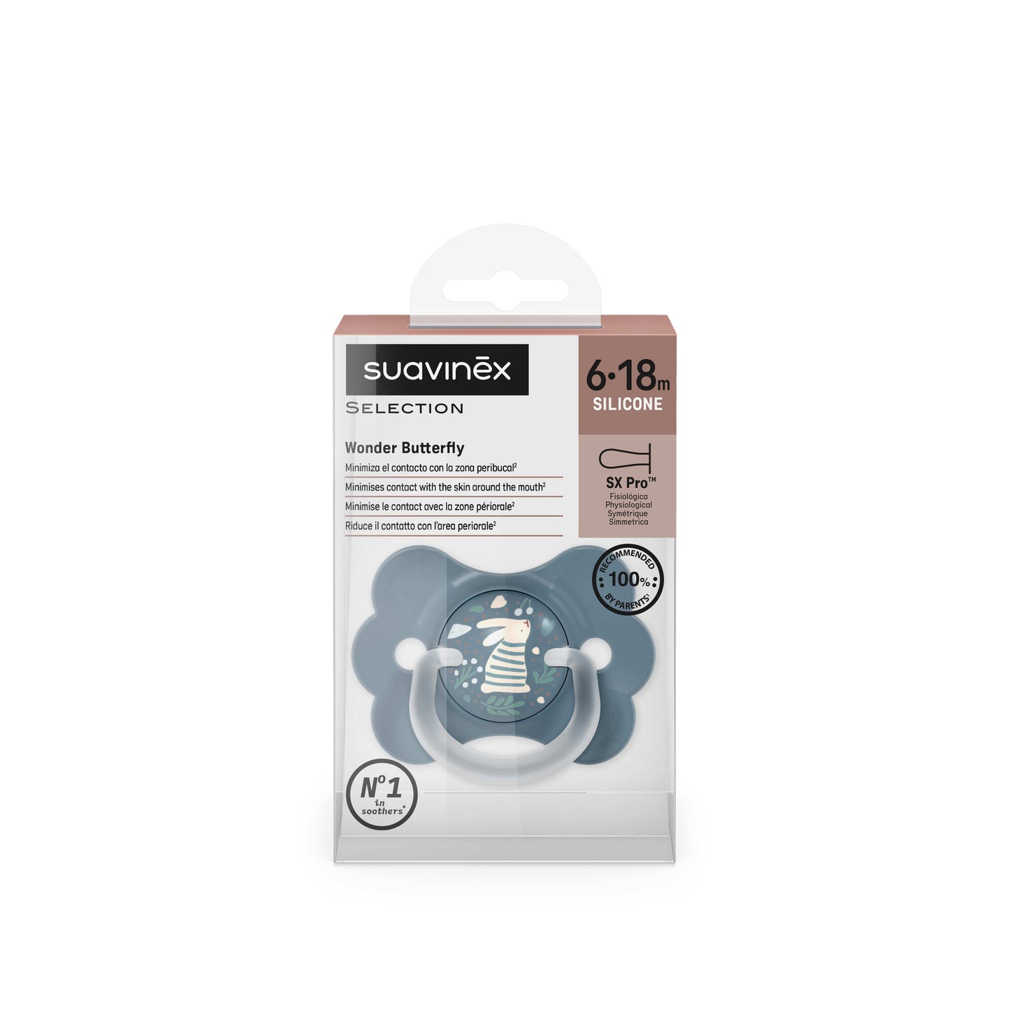 Suavinex Succhietti Butterfly 6-18 Mesi Coniglio Azzurro