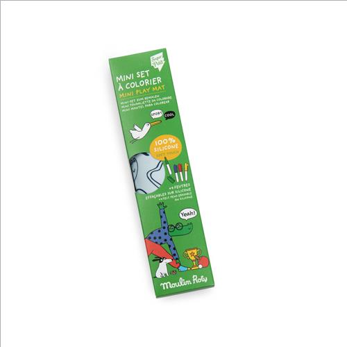 Mini tappetino da colorare in silicone con 4 pennarelli Verde Sport