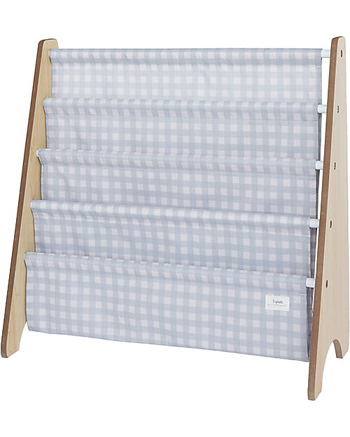 Libreria Frontale Montessoriana - Gingham Blu - Poliestere Riciclato - 61x 63 x 25,4 cm