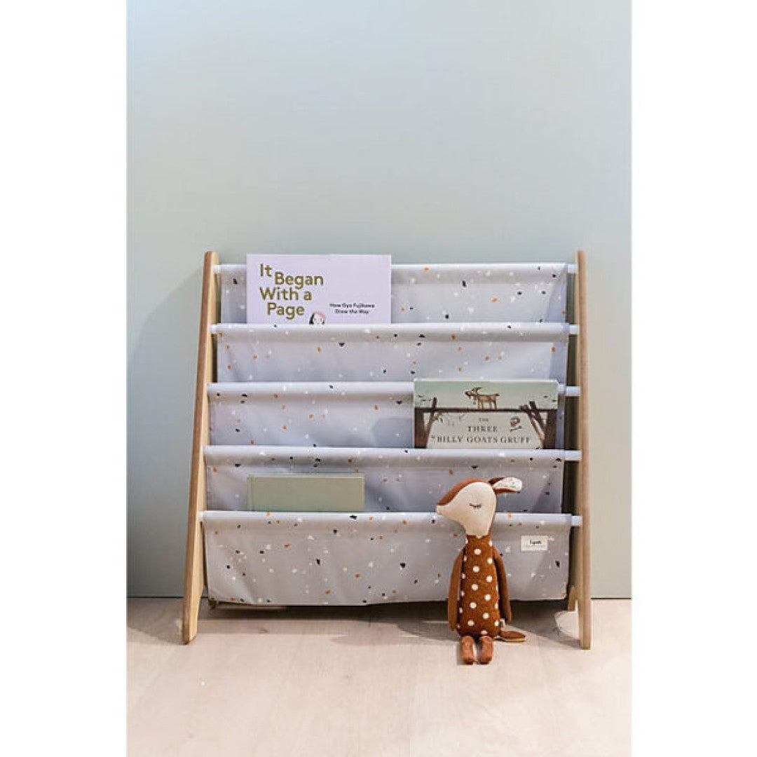 Libreria Frontale Montessoriana - Terrazzo grigia - Poliestere Riciclato - 61x 63 x 25,4 cm