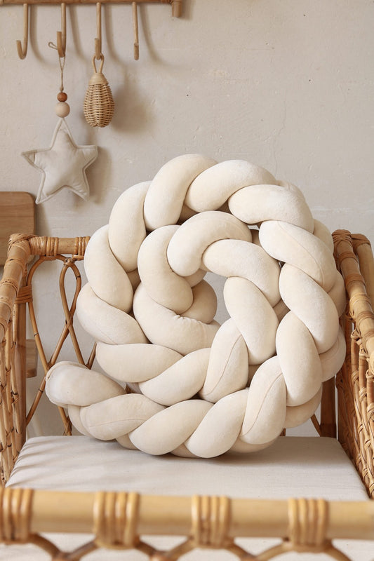 Treccione paracolpi in velluto color crema  - 300 cm