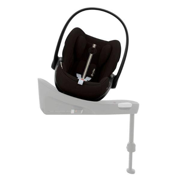 Cybex Cloud G i-Size Plus infant car seat with adjustable headrest and harness, showing its sleek design and safety features.