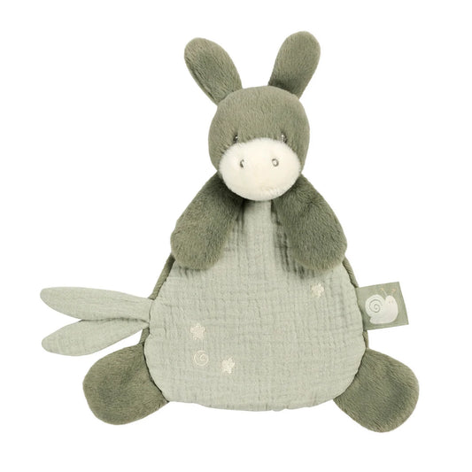 Nattou LouLou Mini Doudou Asinello in green Tiglio, 25 cm plush baby comforter with soft fabric and cute design.