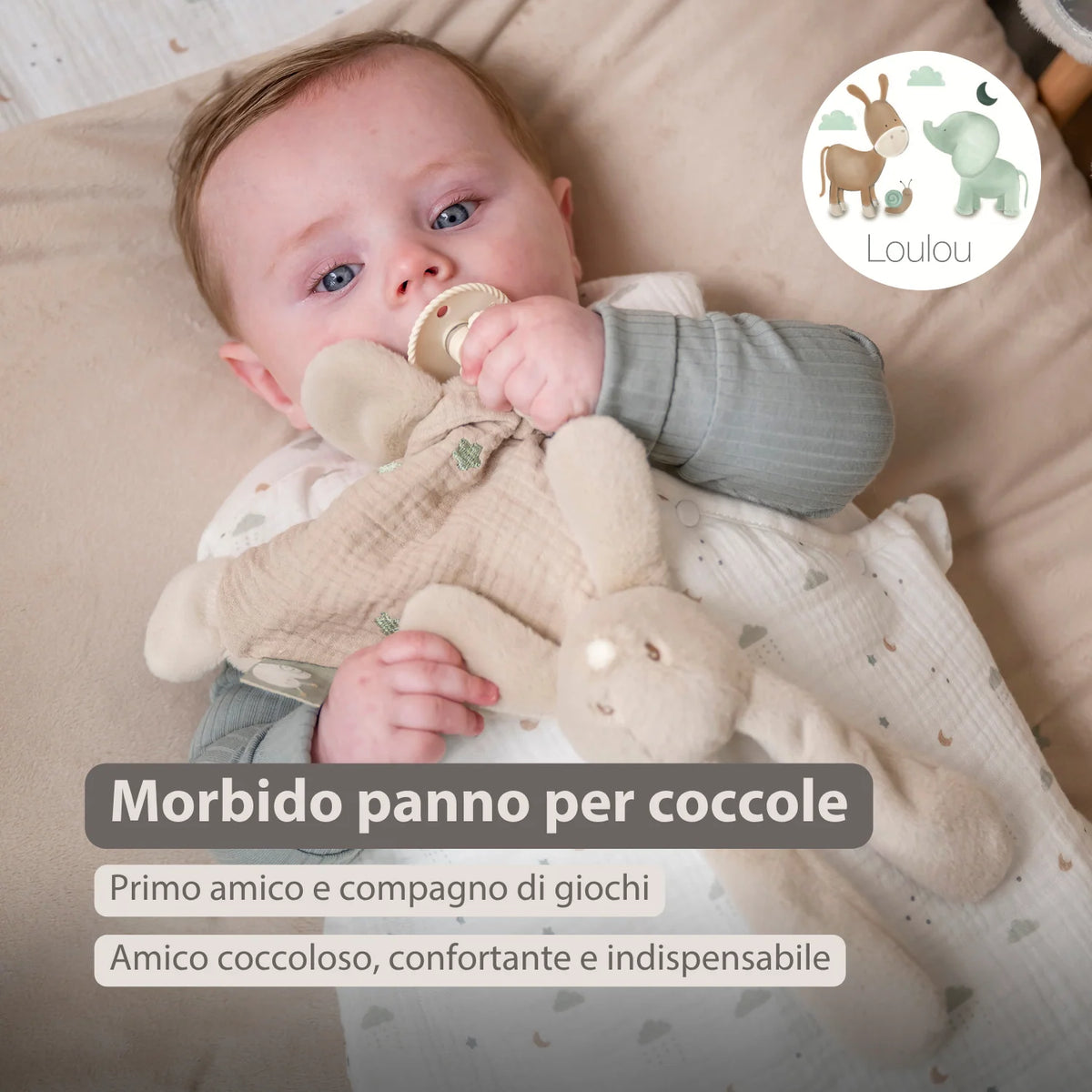LouLou Mini Doudou Coniglio - Doudou Coniglio - 25 cm - Sabbia