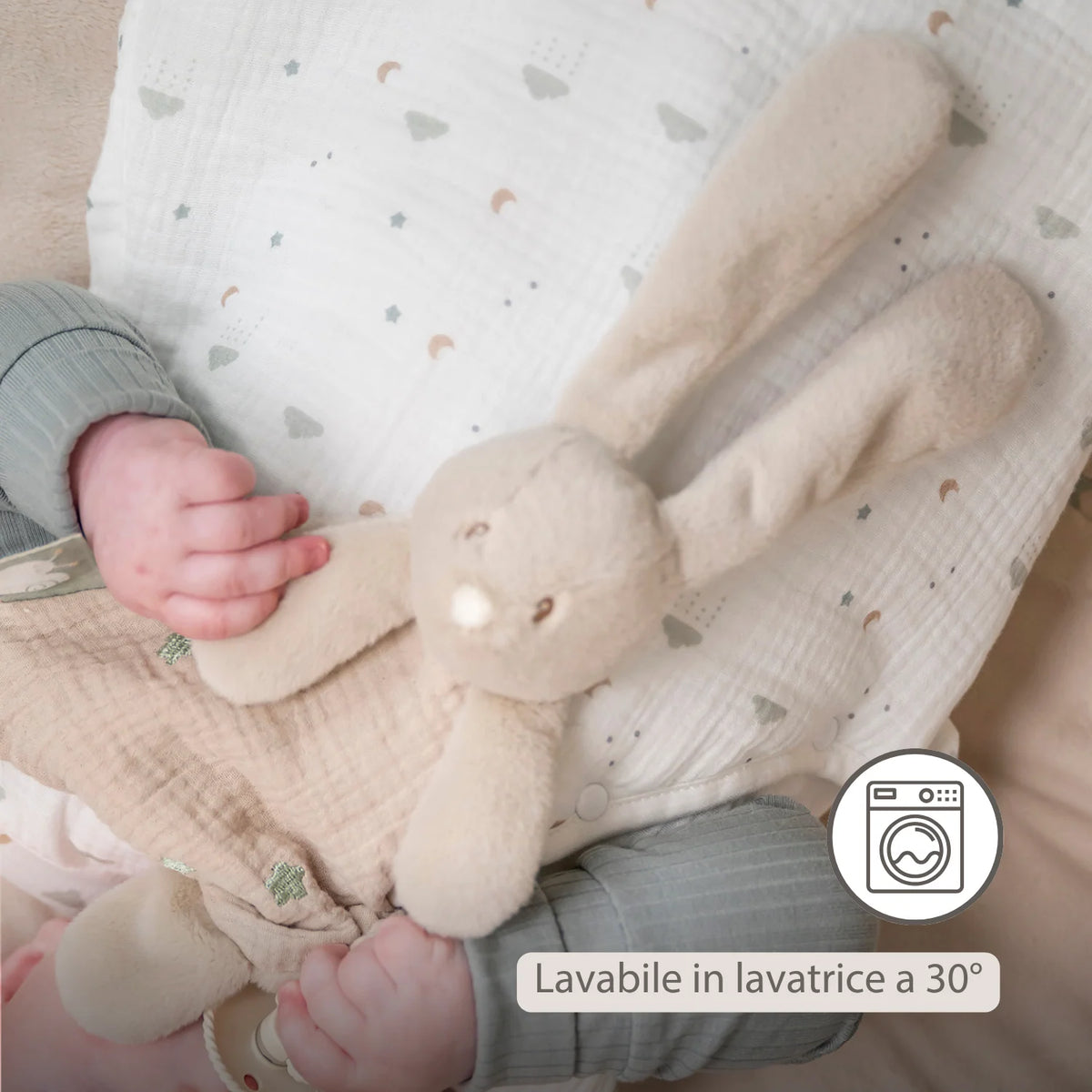 LouLou Mini Doudou Coniglio - Doudou Coniglio - 25 cm - Sabbia