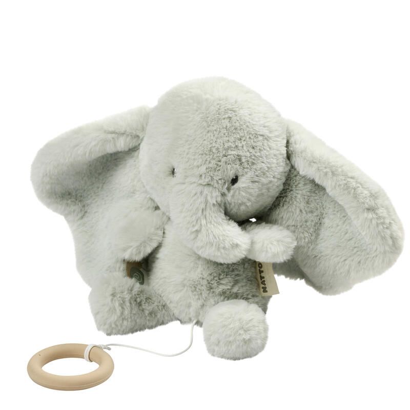 Peluche elefante musicale Loulou, 30 cm, verde lime - NATTOU