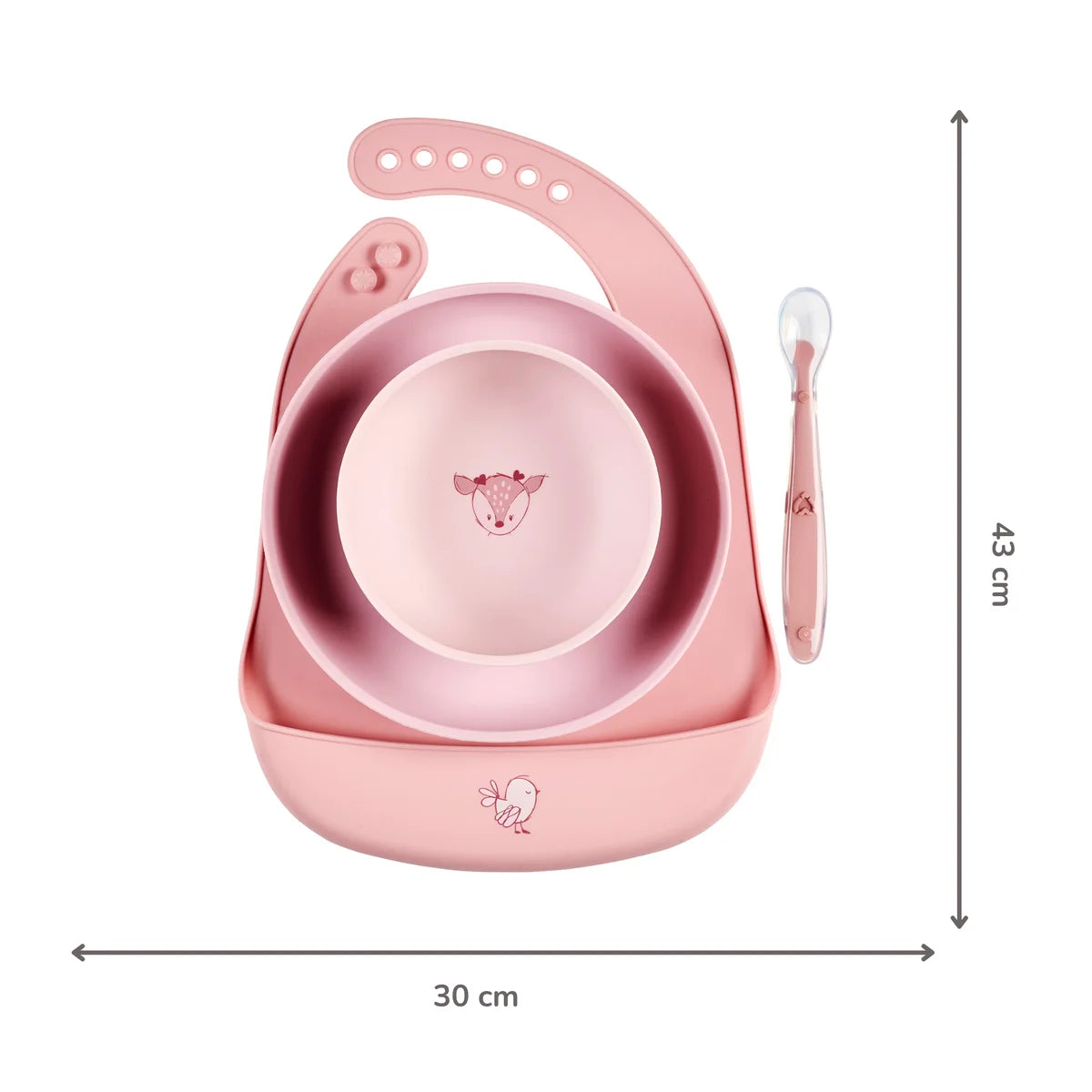 Set da pranzo per bambini in silicone, 4 pezzi con ventosa - Rosa