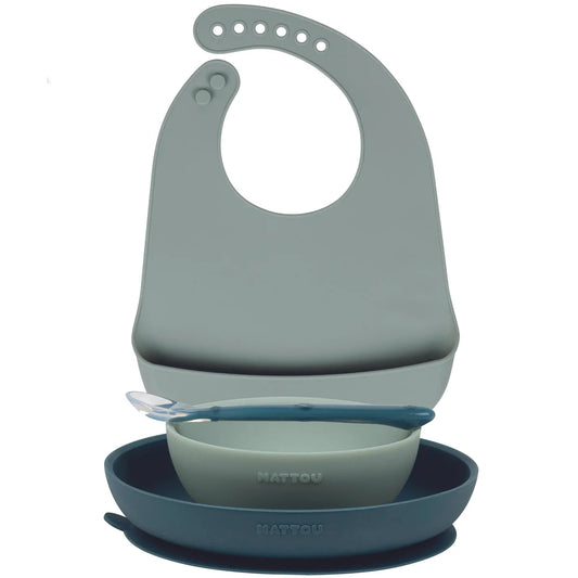 set di 4 stoviglie in silicone verde Nattou