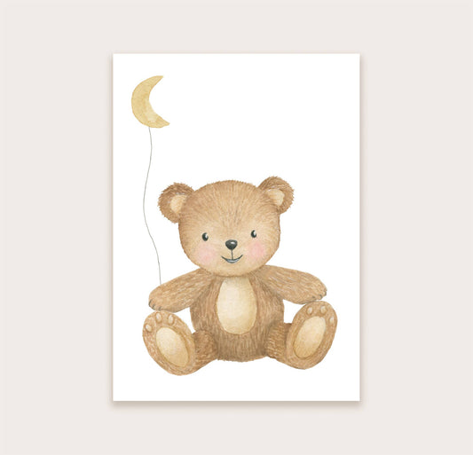Cartolina orsetto con luna