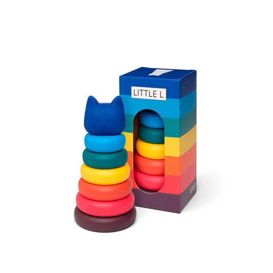 Little L - Torre impilabile con gatto colori pastello