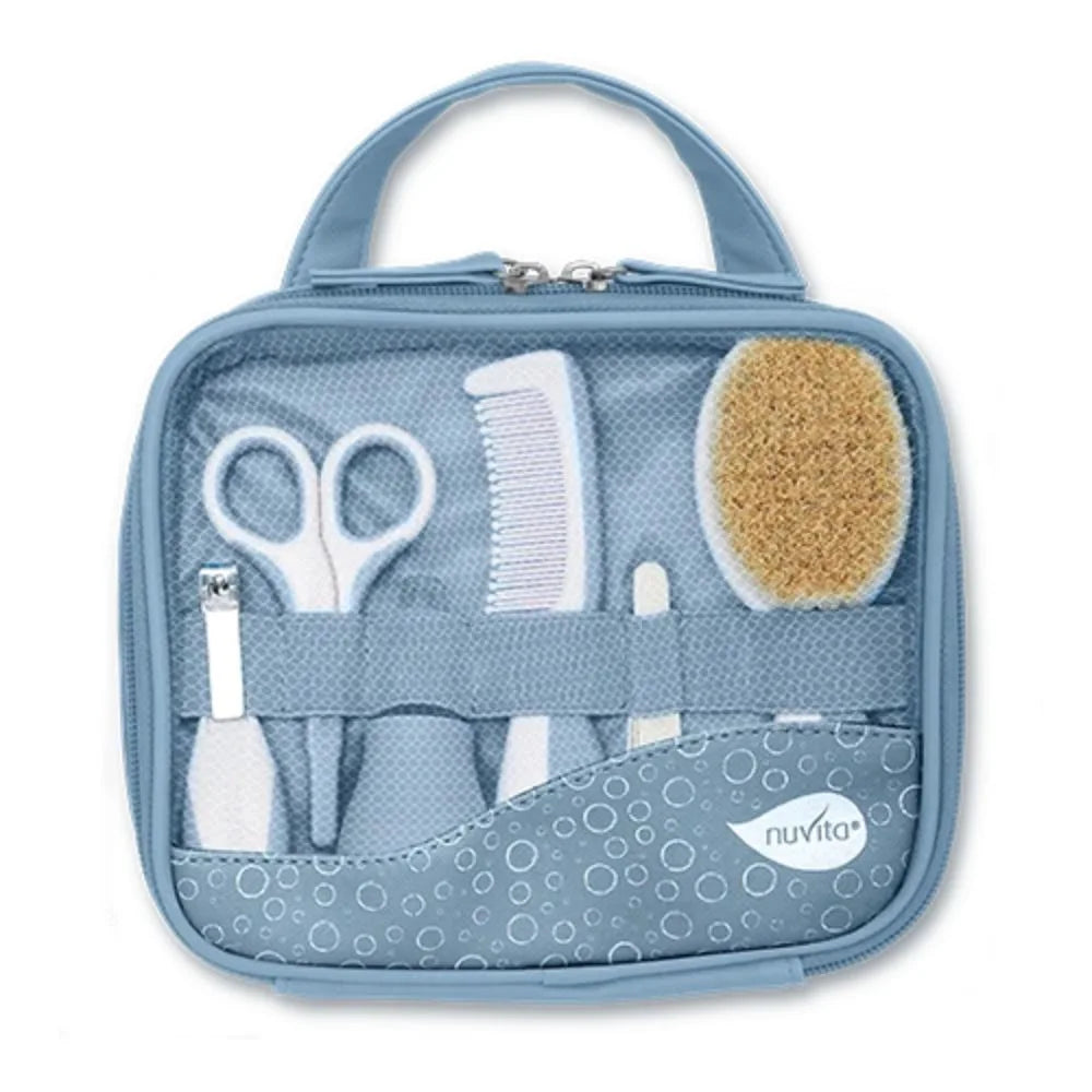 Nuvita Beauty set blu polvere - Kit per l'igiene e la cura quotidiana del neonato, 9 pezzi