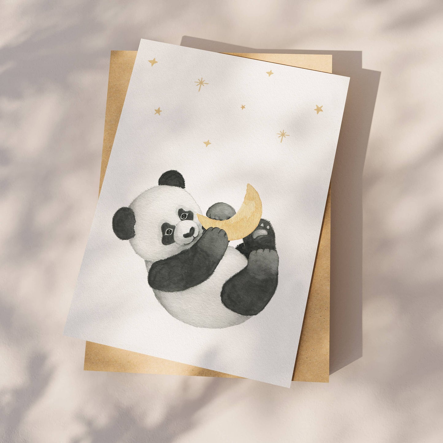 Cartolina panda con luna
