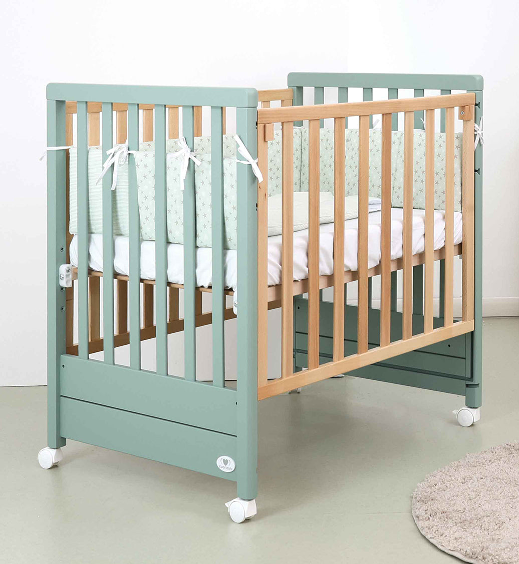 Noda - lettino avant  ( verde e legno) + materasso per evoluzione