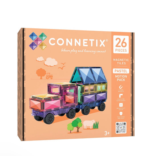 Connetix - 26 Pezzi - Pacco Movimento - Pastello - 100% Plastica ABS Atossica - Apprendimento STEM!