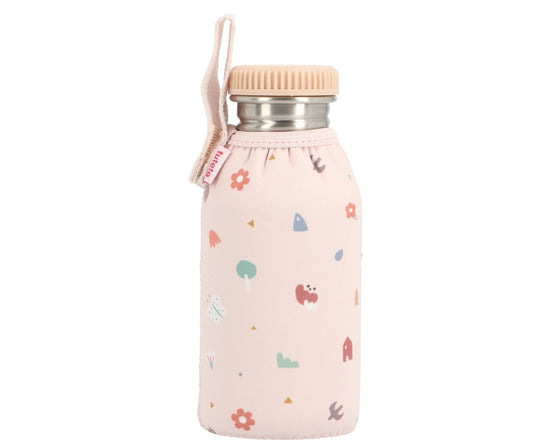 BOTTIGLIA IN ACCIAIO CON TAPPO GEOMETRICO NATURALE 500ML