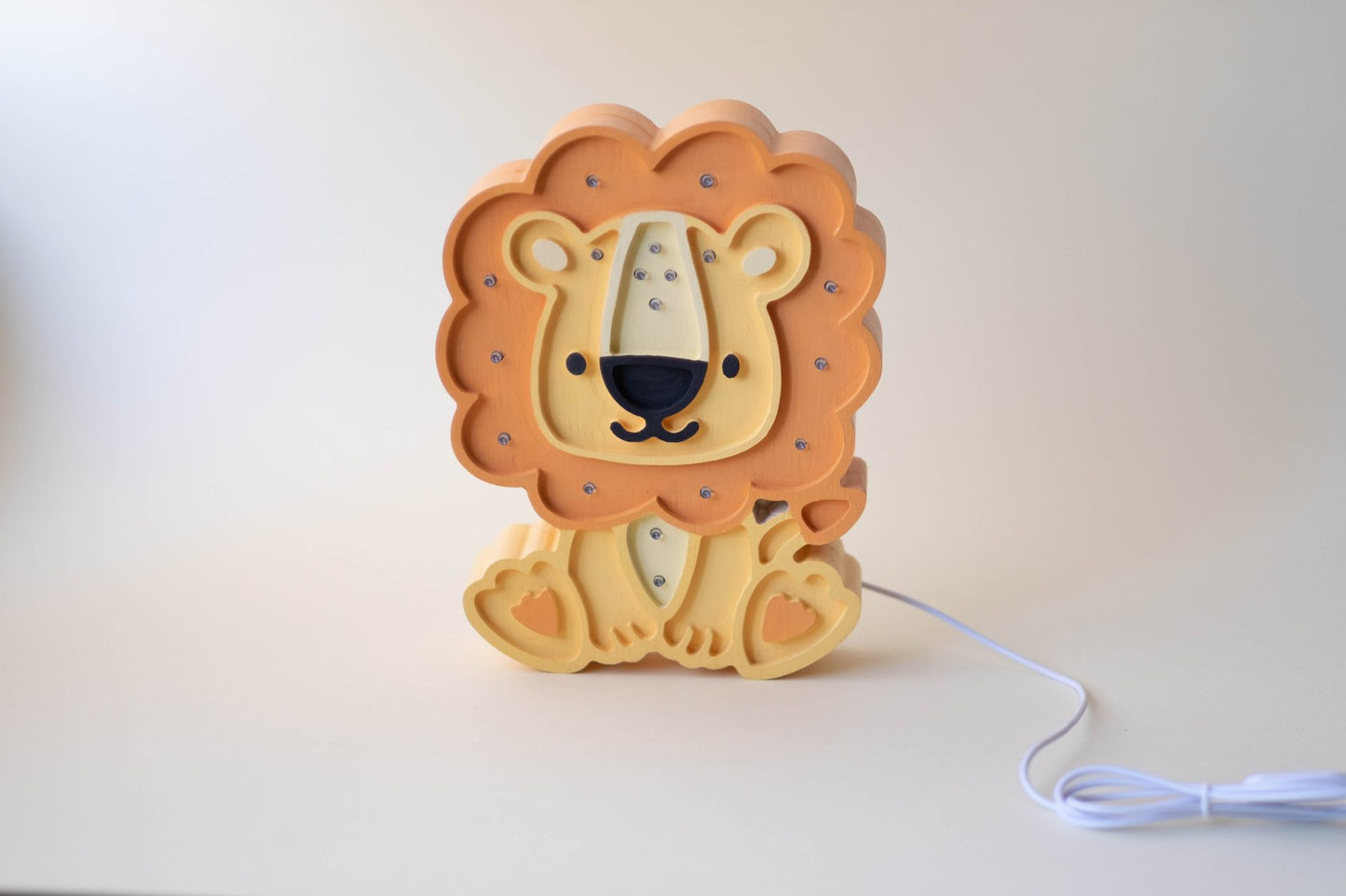 Lampada legno leone USB