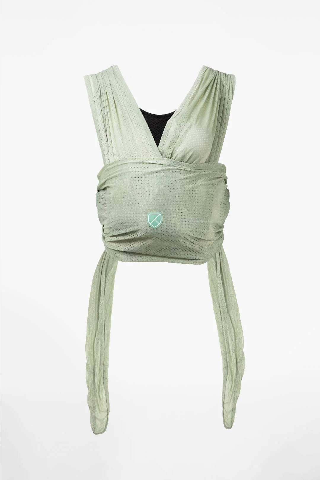 Koala Babycare Cuddle Breeze baby swaddle in sage green with Tavola design, soft and breathable fabric for comfortable cuddling.