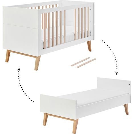 Cugre - Lettino evolutivo 70x140 Pinio Swing Bianco + Materasso