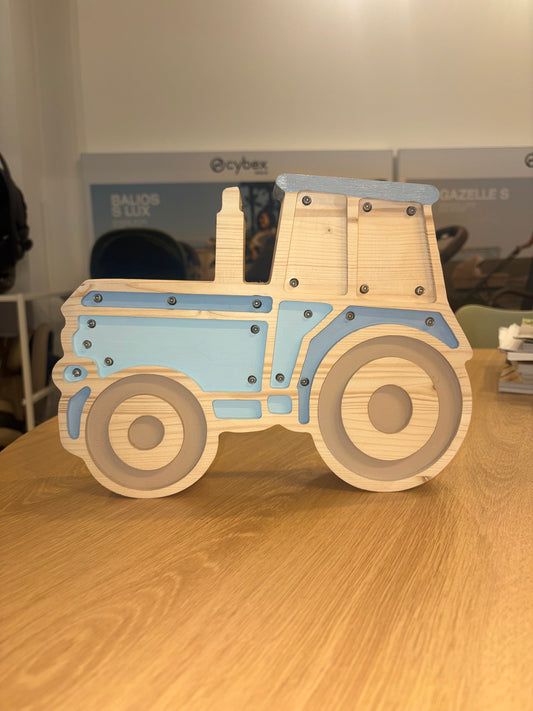 Lampada in legno - trattore azzurro - Scandi Kids Concept Store
