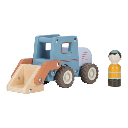 Bulldozer in legno – Blu – Essentials