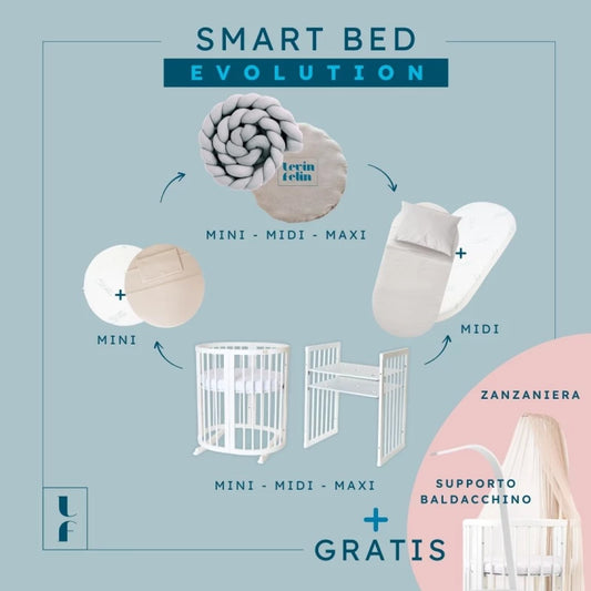 Segi - Smart Bed Evolution + zanzariera in mussola bianca - Scandi Kids Concept Store