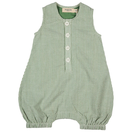 Baby All-In-One (Seersucker Fine Stripe) - Verde