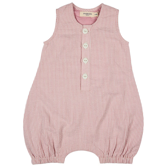 Baby All-In-One (Seersucker Fine Stripe) - Rosa