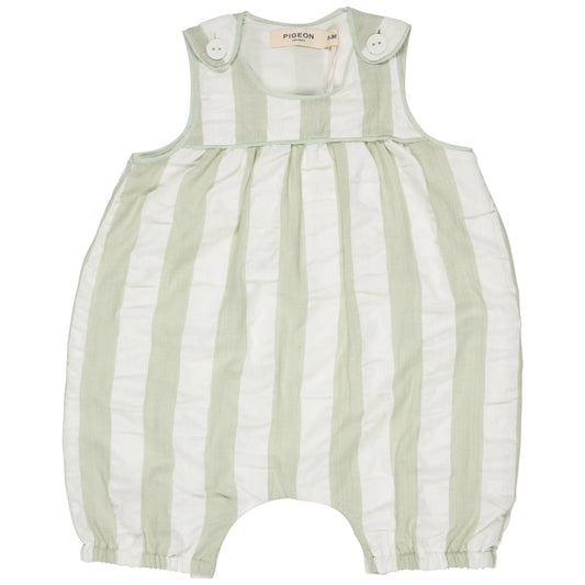 Tuta per bambini (Seersucker Wide Stripe) - Verde PIGEON
