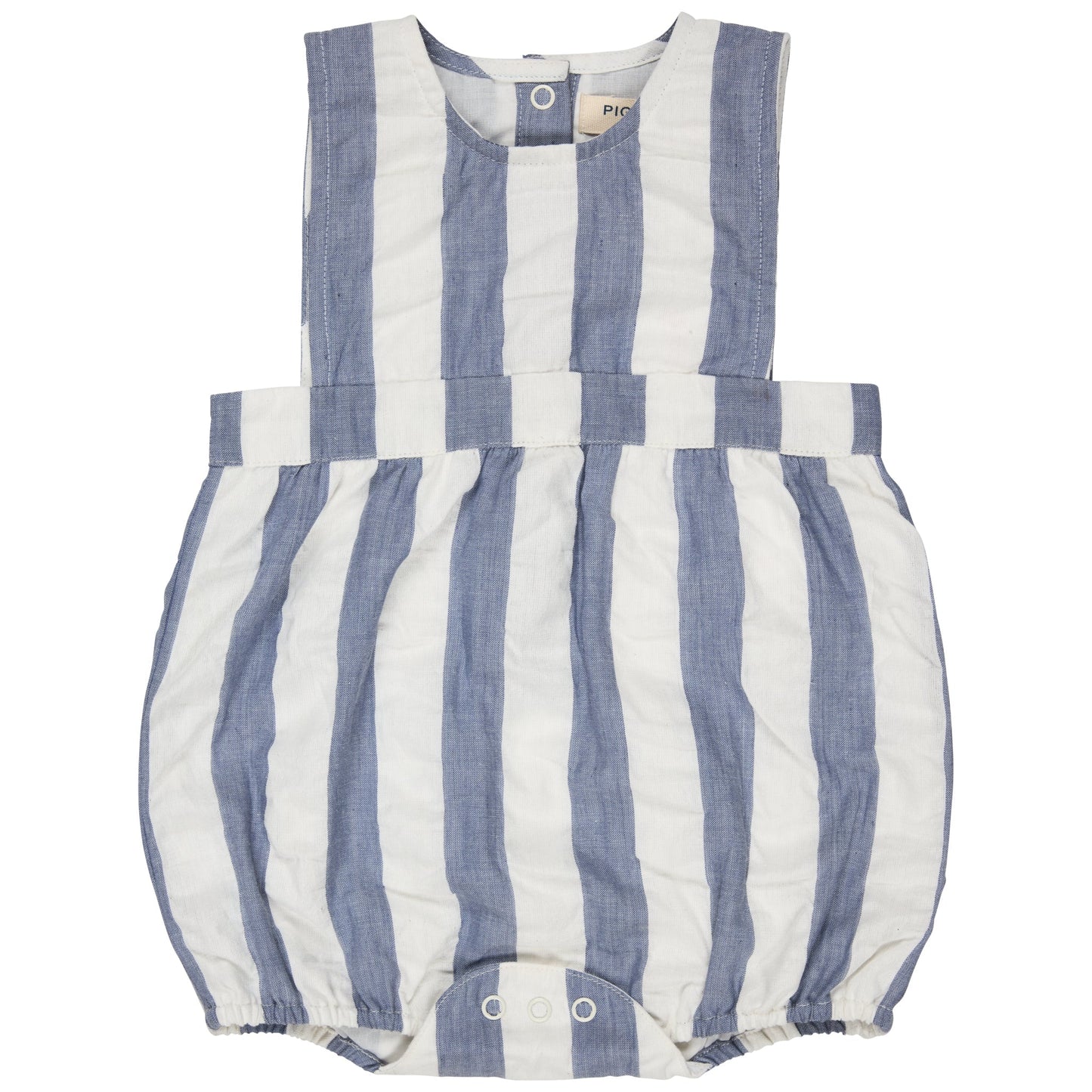 Pagliaccetto con bretelle (Seersucker Wide Stripe) - Indaco PIGEON