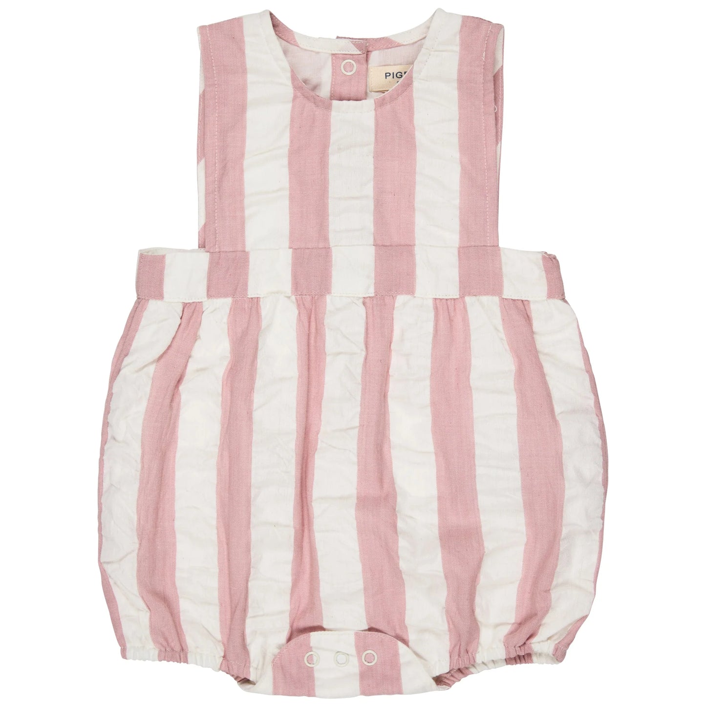 Pagliaccetto con bretelle (Seersucker Wide Stripe) - Rosa PIGEON