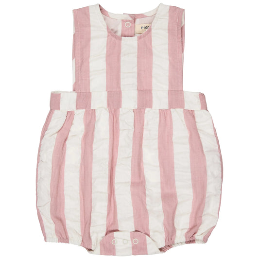 Pagliaccetto con bretelle (Seersucker Wide Stripe) - Rosa PIGEON