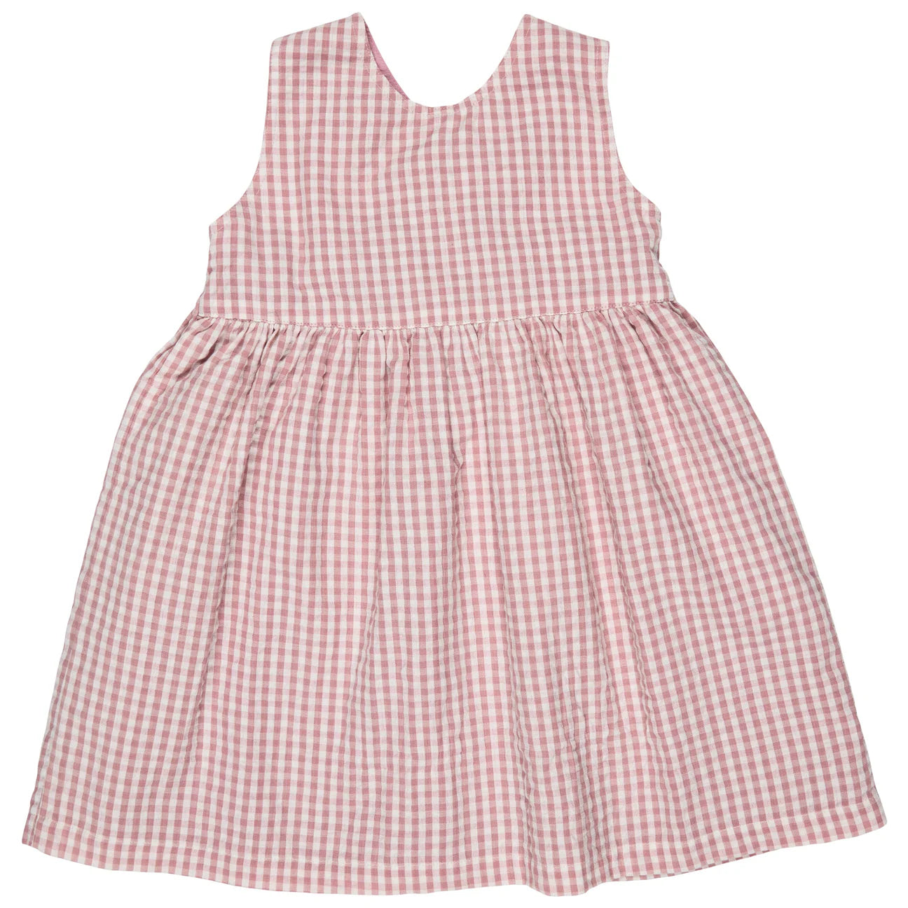 Abito con schiena incrociata (seersucker Check) - Rosa Pigeon