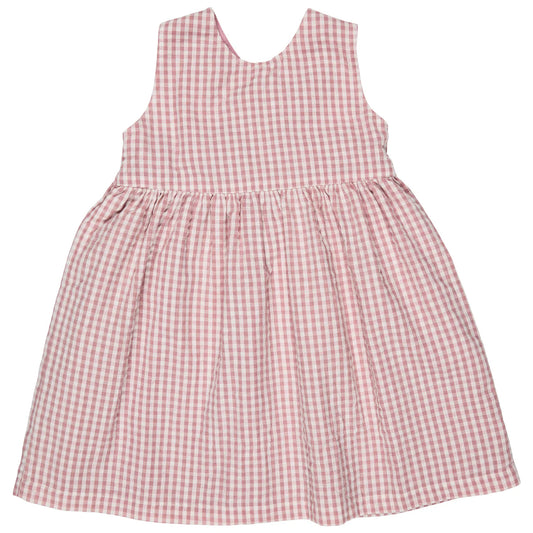 Abito con schiena incrociata (seersucker Check) - Rosa Pigeon
