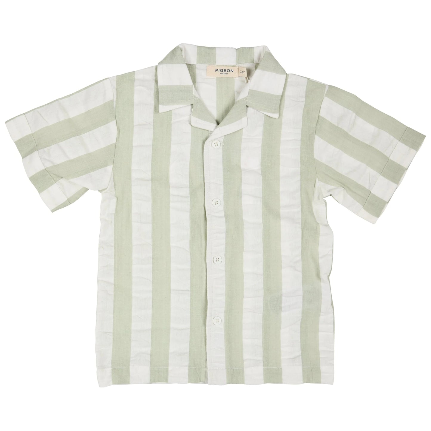 Camicia estiva facile (Seersucker Wide Stripe) - Verde Pigeon