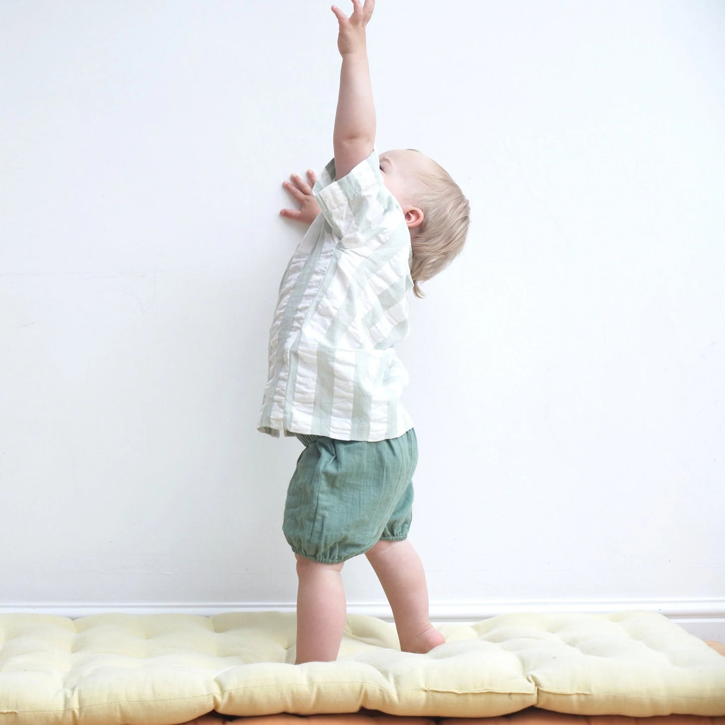 Camicia estiva facile (Seersucker Wide Stripe) - Verde Pigeon