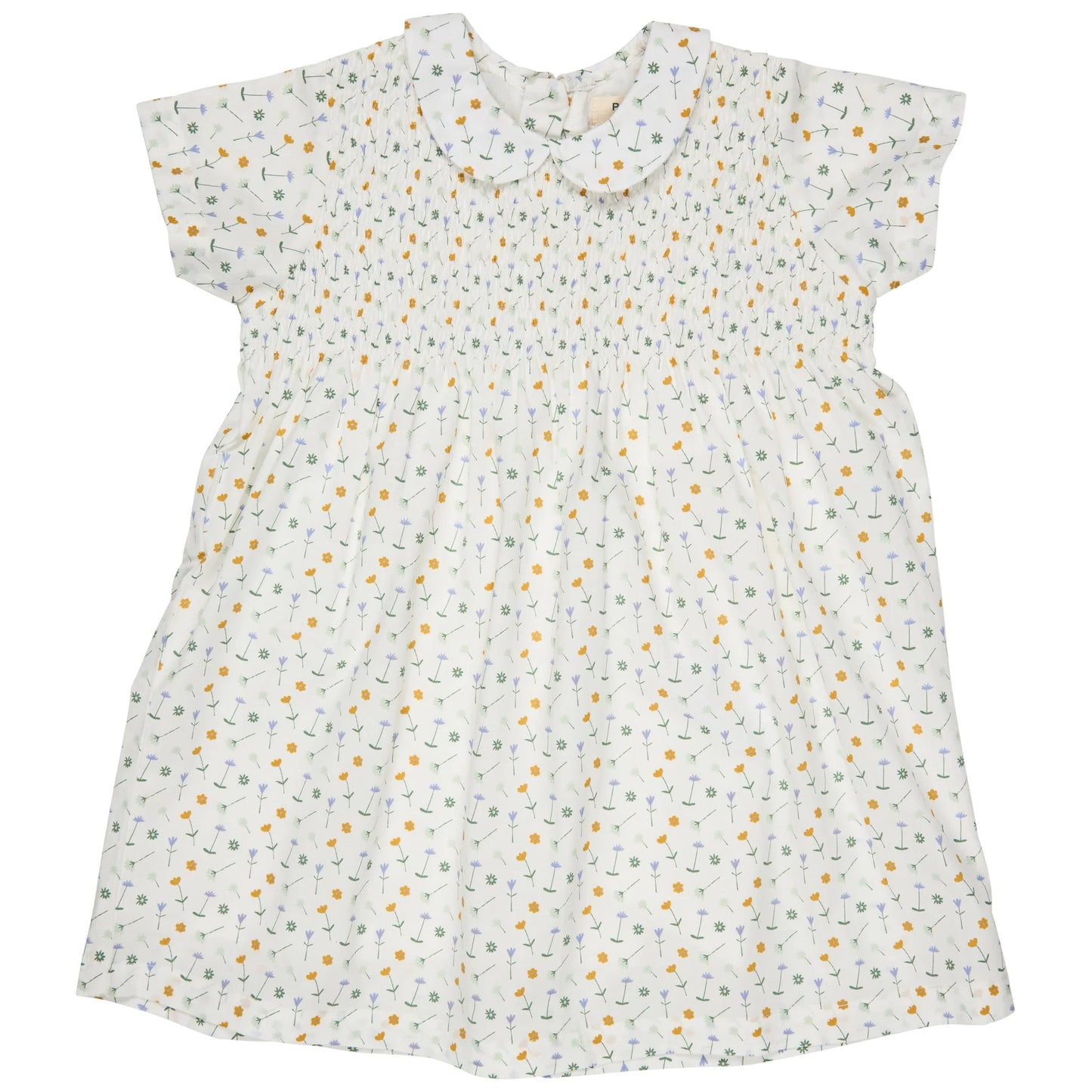 Abito con colletto Smock Peter Pan - Fiori, bianco - Pigeon
