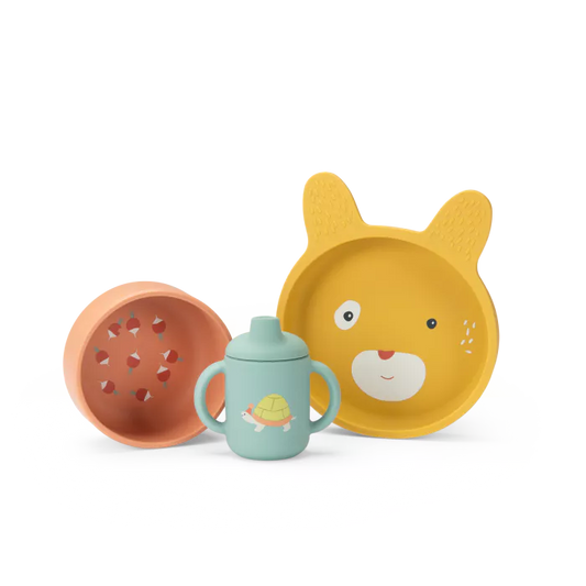 Set Stoviglie In Silicone, Trois petits lapins - Moulin Roty