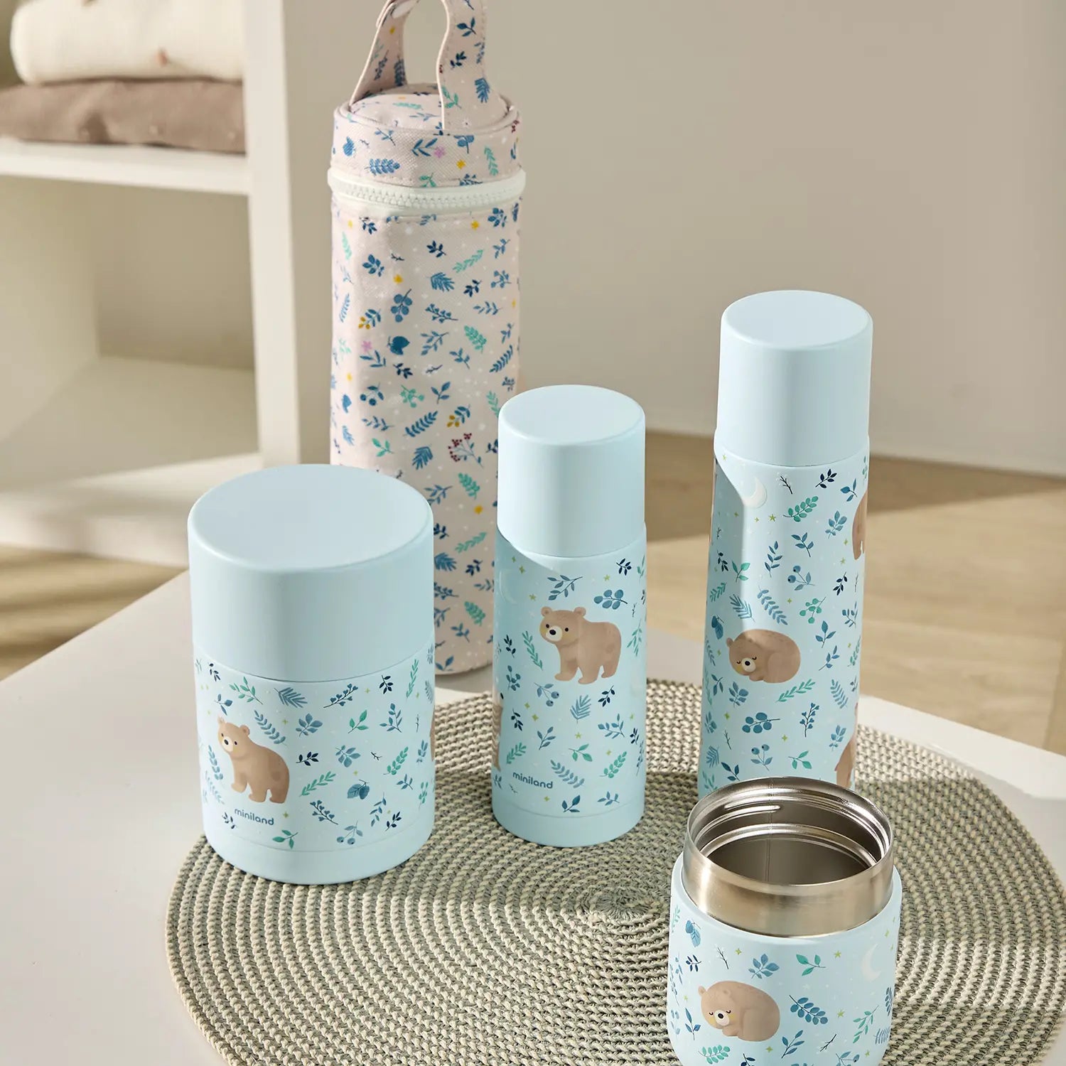 Miniland THERMOS PAPPA Dreamland Orsetto 600 ml insulated baby bottle in soft pastel colors with bear design
