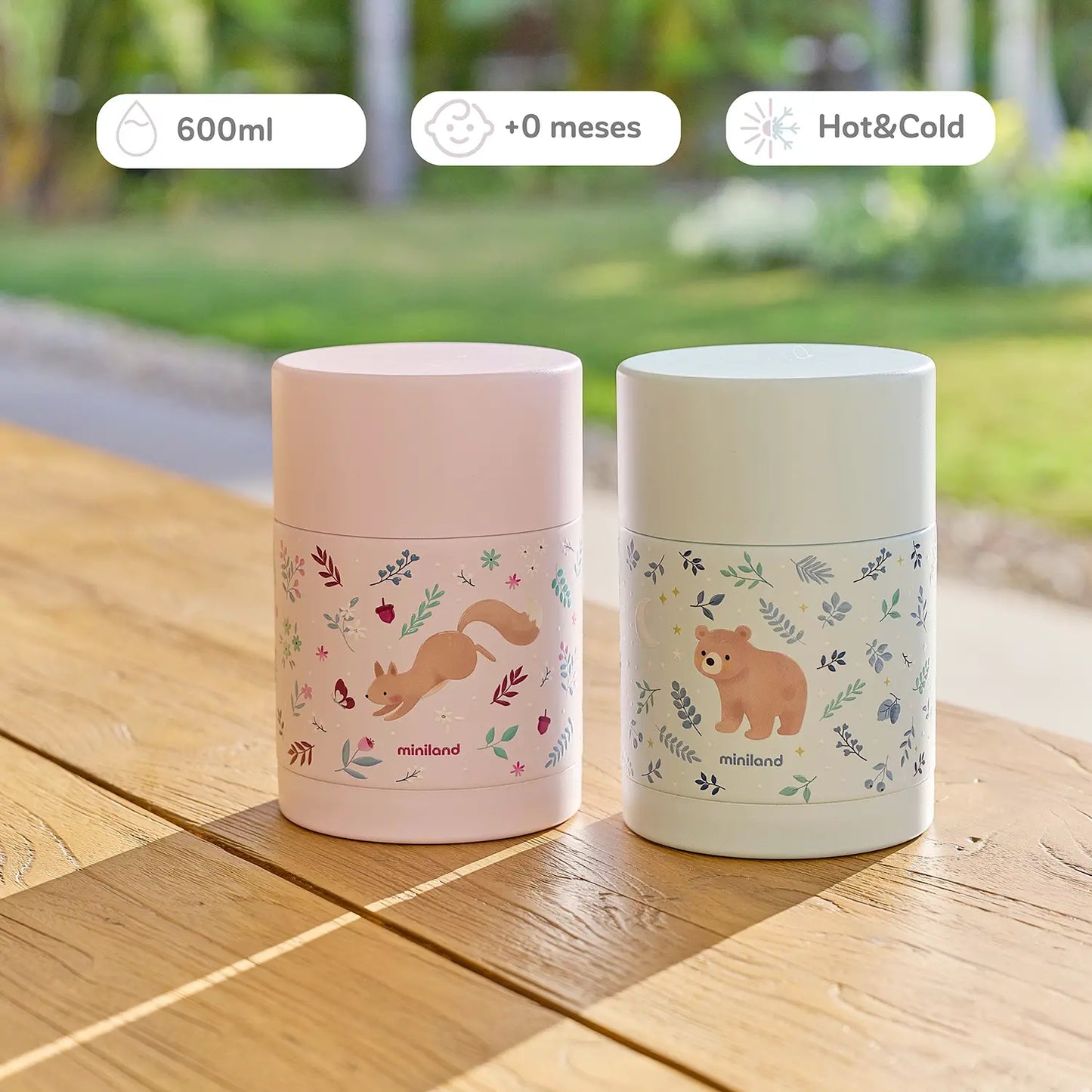 Miniland Thermos Pappa Dreamland Orsetto 600 ml, insulated stainless steel bottle with cute bear design for kids.