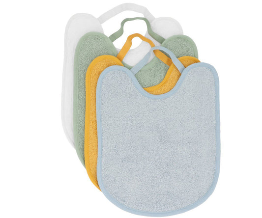 Pack 4 Bavagli Spugna Plastificati Blue, Mustard, Sage, Ivory Tutete