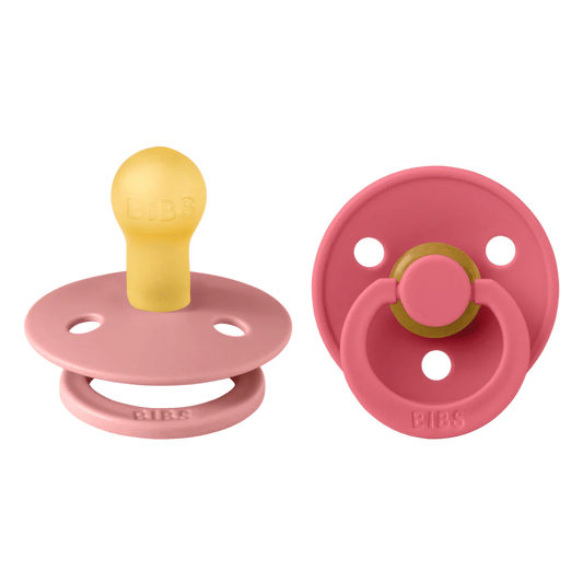 Ciuccicolour Colour 2 Pack Latex Round Pacifier - Dusty Pink / Coral Size 2