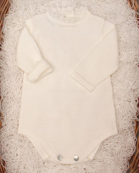 Body neonata merletti in pura lana merino - Maglificio di Verona