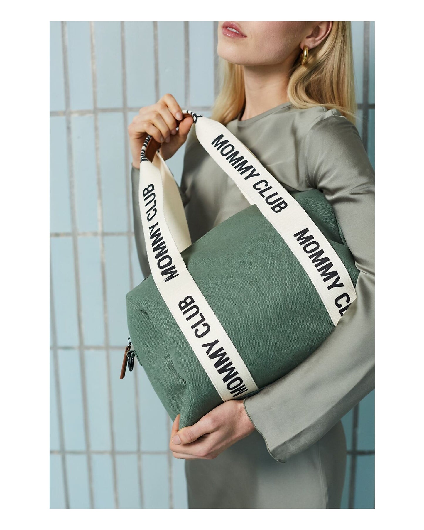 Borsa Cambio Mommy Club Signature in Tela - Verde - Include Fasciatoio Portatile