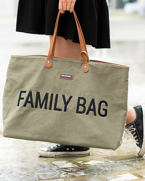 Family Bag in Canvas - Borsa Weekend - Kaki