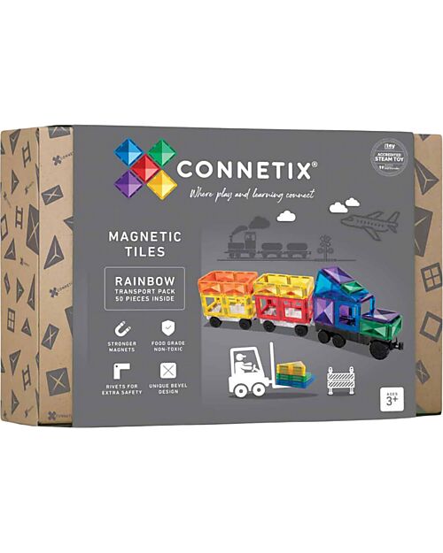 Connetix 50 Pezzi - Camion - Arcobaleno - 100% Plastica ABS Atossica - Apprendimento STEM!