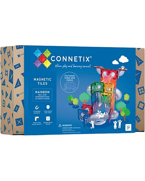 Maco - Connetix 66 Pezzi - Pacco Pista Palline - Arcobaleno - 100% Plastica ABS Atossica - Apprendimento STEM!