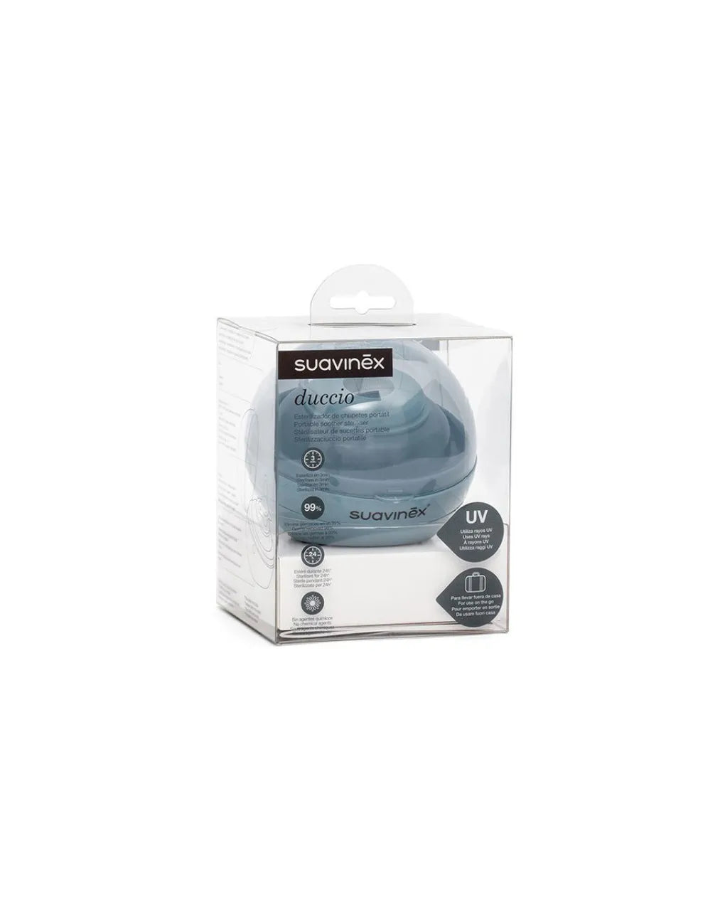 Liste Nascita Palu blue baby bottle sterilizer for pacifiers and teething toys, compact and easy to use.