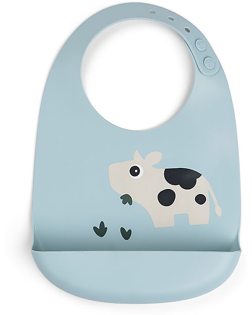 Bavaglio Impermeabile con Tasca - Tiny Farm - Blu - 100% Silicone