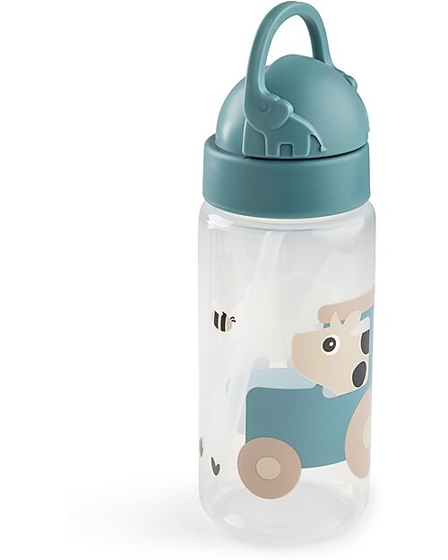 Borraccia 350 ml - Tiny Farm - Blu - con Cannuccia a Scomparsa! - 12m+