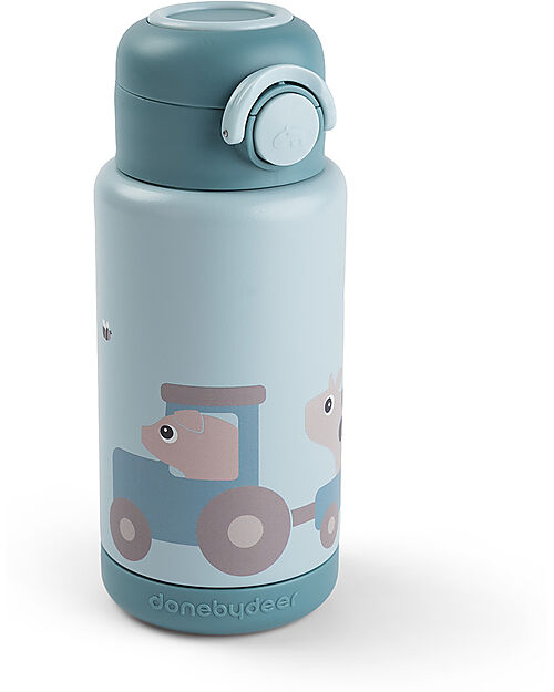 Borraccia Antigoccia Termica per Bambini 340 ml - Tiny Farm - Blu